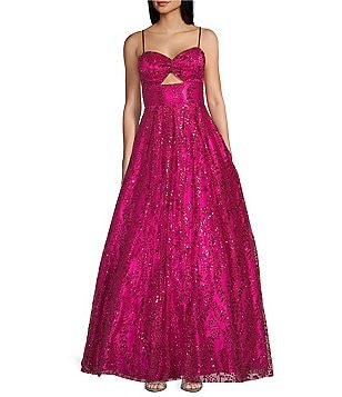 Blondie Nites Glitter Dot Print V-Neck Double Spaghetti