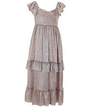 Bonnie Jean Big Girls 7-16 Flutter Sleeve Metallic Boudre