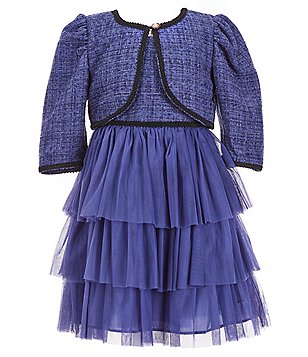 Bonnie Jean Little Girls 2T-6X Long Sleeve Foiled Knit Cardigan