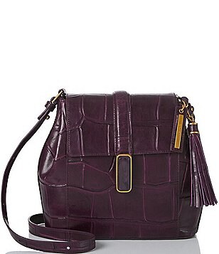 BRAHMIN Lysander Collection Large Fig Jam Croco Duxbury Satchel