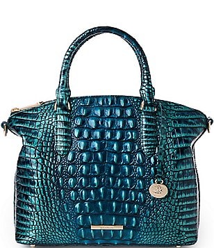 Brahmin Finley Leather Satchel Blue Patina