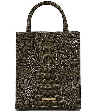 Brahmin Lorelei Croc Embossed Leather Shoulder Bag in Gray