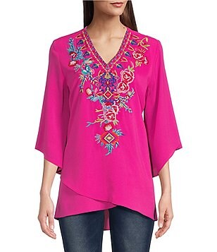 Catherines Top Blouse 4X Paisley Tab Sleeve Polyester Spandex TP-2236