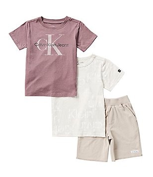 Calvin Klein Little Boys 2T-7 Short Sleeve Herringbone Jersey Polo Shirt  and Twill Shorts Set | Dillard's