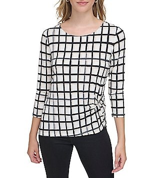 Grid Print Button Front Blouse (Plus Size - Black) – In Pursuit