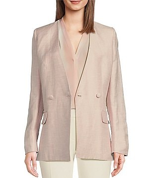 Calvin Klein Contrast Lining Long Roll Tab Sleeve Open Front Jacket Dillard s