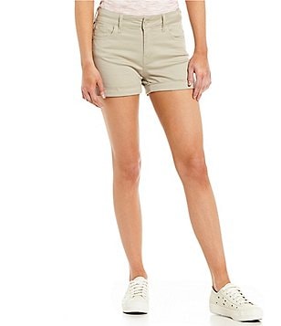 Leif Ribbed Modal Mid-Rise Foldover Shorts in Blossom Pink