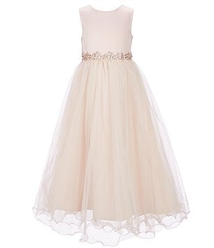 Cap Sleeve Dress with Scalloped Hems and Rose Gold Accents - Size
