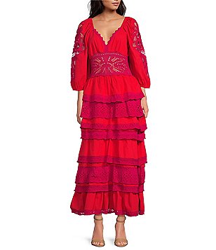 Chelsea & Violet Cadence Printed Tie Front V-Neck Long