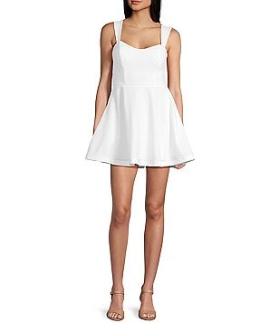 City Vibe Short Sleeve Triple Rhinestone Bow Trim A-Line
