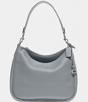 COACH Silver Metal Cary Pebble Leather Shoulder Crossbody Bag