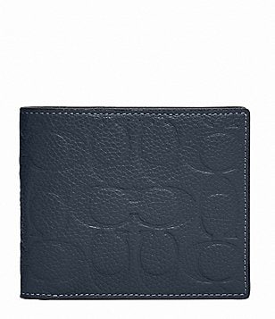 Coach Signature Pebble Leather Zippered Card Case