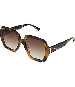 Diff Eyewear Women’s Square Sunglasses – Clear Brown Frame with Gradient Lenses Jacqueline Square Sunglasses | Gold & Brown Gradient | DIFF  main image 4