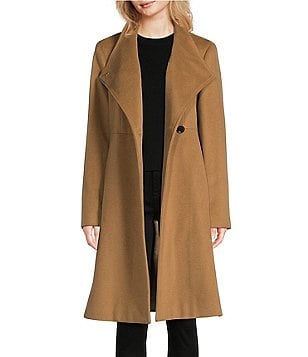 Dkny camel discount wrap coat wool