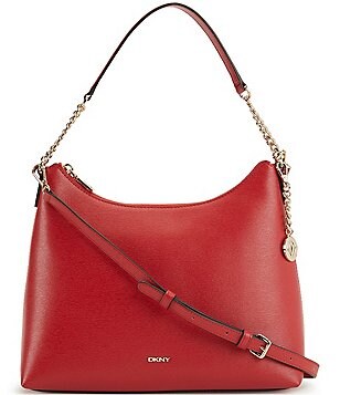 DKNY Bryant Saffiano Leather Small Flap Cross Body Bag, Safari Red