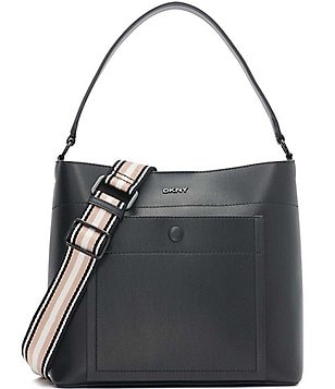 DKNY Elissa North South Graffiti Pebbled Leather Charm and Lock