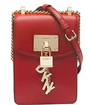 DKNY Bryant Saffiano Leather Small Flap Cross Body Bag, Safari Red