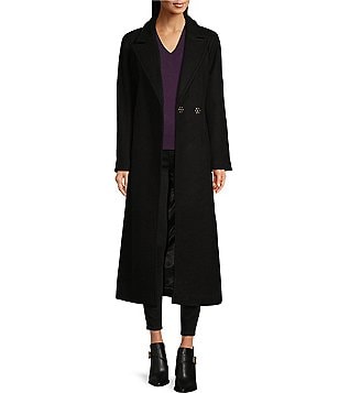 Donna Karan Double Breasted Peak Lapel Long Wool Coat | Dillard's