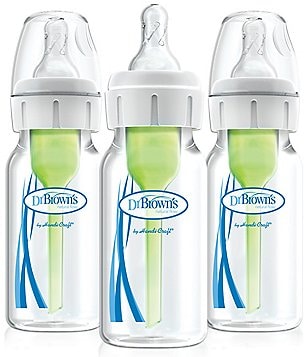 Dr. Brown's Anti-Colic Options+ Newborn Essentials Gift Set  with 4oz and 8oz Baby Bottles, Baby Bottle Brush and HappyPaci : Baby