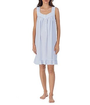 Eileen West Woven Striped Short Sleeve V-Neck Caftan