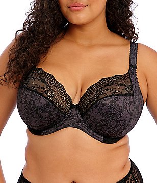 Elomi Lucie Rose Print Full Busted Underwire Stretch Plunge Bra