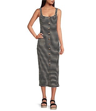 Every Square Neck Sleeveless Knit Stripe Midi Dress | Dillard's