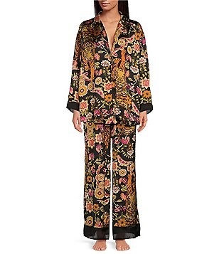 Free People Dreamy Days Floral Print Lightweight Soft Satin Notch 