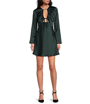 Zilcremo Women Ruched Long Sleeve Drawstring Crew Neck Stretch Ribbed  Bodycon Mini Dress ArmyGreen S : : Clothing, Shoes & Accessories