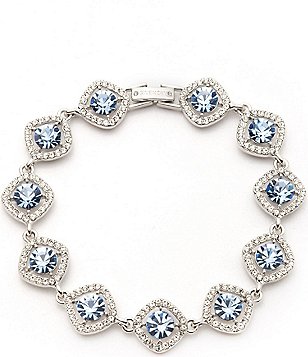 Givenchy Silver Tone Light Sapphire Crystal Pear Flex Line
