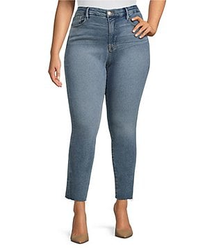 Good American Plus Size Fit For Success Short Sleeve Point Collar Straight  Leg Stretch Denim Jumpsuit