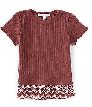 Honey & Sparkle Big Girls 7-16 Short Sleeve Fringe Front Knit T