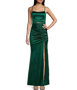 Midnight Doll Spaghetti Strap Scoop Neck Strappy Back Long Satin