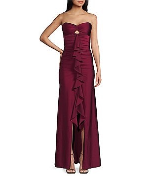 Honey and Rosie Square Neck Illusion Waist Side Slit Long Honey and Rosie Square Neck Illusion Waist Side Slit Long