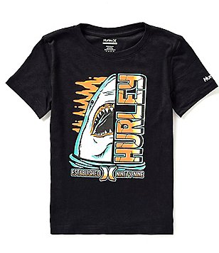 Hurley Boys' Shark Splitter T-Shirt, Medium, Light Khaki Heather