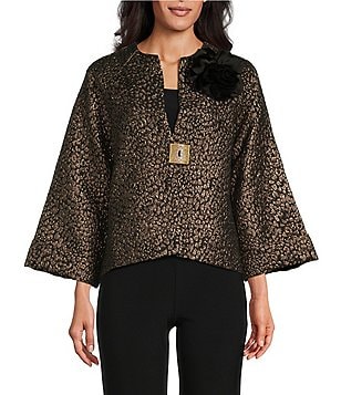 IC Collection Texture Woven High Neck Asymmetrical Hem One Button Jacket |  Dillard's