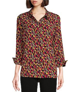 Investments Plus Size Paige Point Collar Abstract Scale 3/4