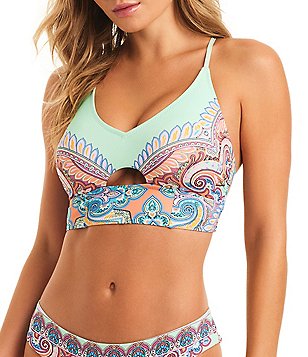 Jessica Simpson Carnival In Rio Placement Print Sweetheart Neck