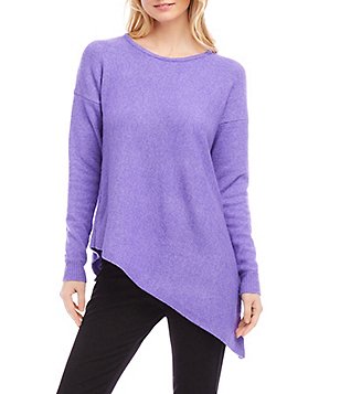 Karen Kane Stretch Floral Crew Neck Long Sleeve Mesh Top
