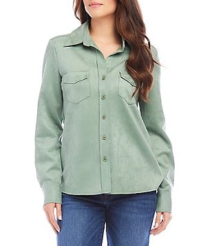 Karen Kane Stretch Floral Crew Neck Long Sleeve Mesh Top