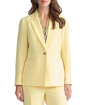 Kasper Metallic Jacquard One Button Collarless Jacket | Dillard's