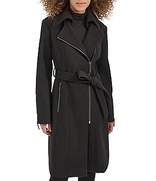 Kenneth Cole New York Stand Collar Belted Wrap Wool Blend Maxi Coat Dillard s