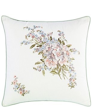 Laura Ashley Harper Off White Embroidered Floral 18x18 Decorative