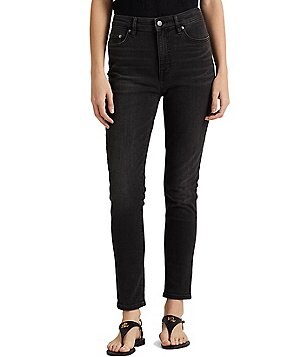 Lauren Ralph Lauren High Rise Whisker Wash Slimming Skinny Ankle