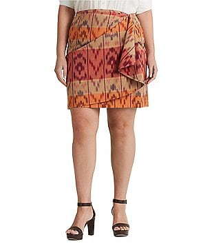 Lauren Ralph Lauren Plus Size Geo Print Point Collar Short Dolman