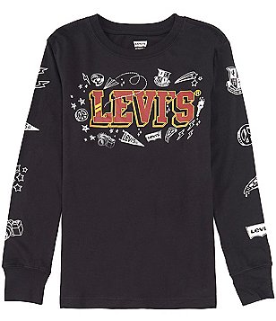 Levi's Men's Long-Sleeve Camo Logo T-Shirt Black Size Small