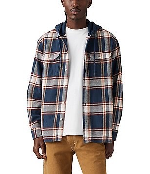 Levi's® Long Sleeve Neutral Multi Plaid Hooded Worker Shirt Levi's® Long Sleeve Neutral Multi Plaid Hooded Worker Shirt