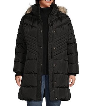 London Fog Faux Fur Hooded Puffer Coat | Dillard's