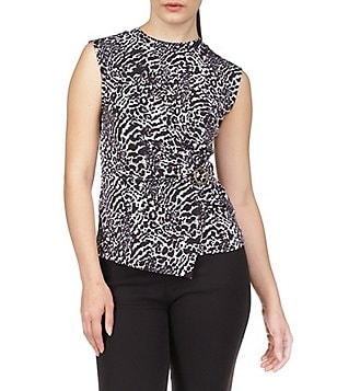 MICHAEL Michael Kors Keyhole V-Neck Chain Petal Sleeve Top | Dillard's