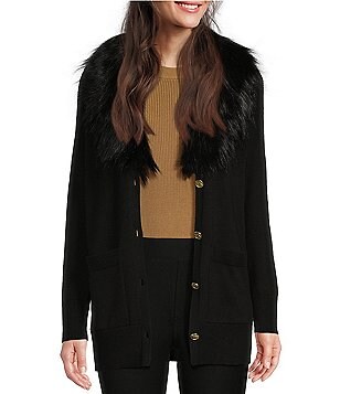 Michael michael kors missy snap hotsell button faux fur collared jacket