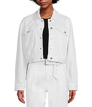 MICHAEL Michael Kors Point Collar Long Sleeve Stretch Denim Jacket |  Dillard's